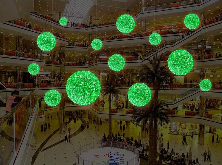 Светящийся плетеный шар для украшения торгового центра