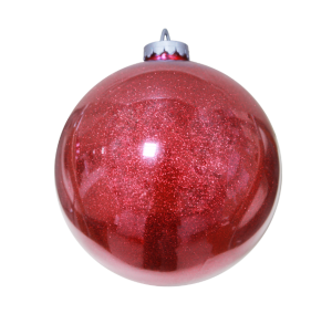 красный елочный шар с блестками 