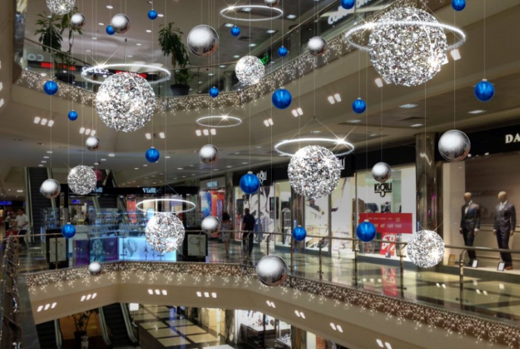 Набор синих елочных шаров с глиттером "Blue shine 250 mm", 5 шт.