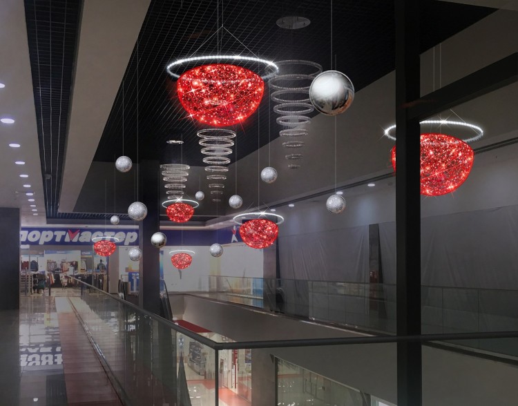 Световая плетеная полусфера "Red 1200mm", 24B