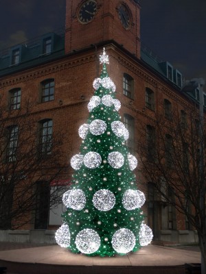 Светящаяся плетеная полусфера для елки