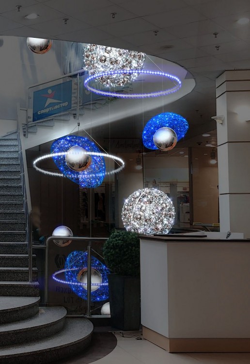плетеная полусфера светодиодная "Blue 1000mm", 220B